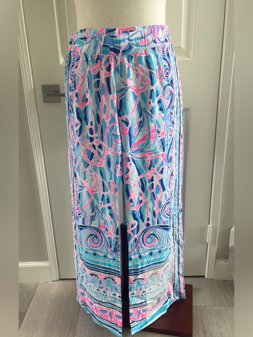 Lilly Pulitzer | Bal Harbour Wide Leg Pants| Skim Blue Reel Nauru | Sz M | NWT